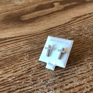 Sterling silver cross earring